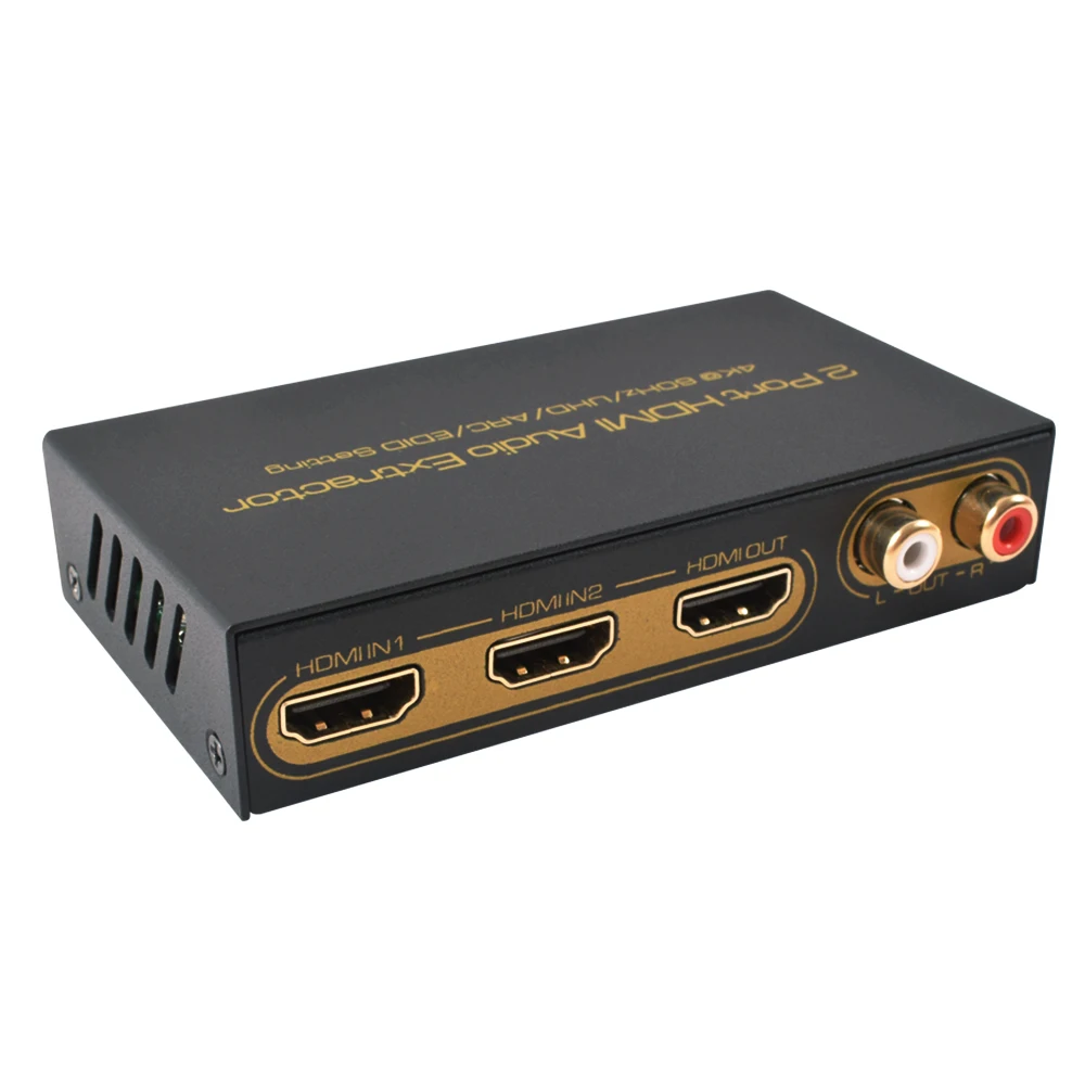 2 Port HDMI-compatible Switcher Audio Extractor 4K60Hz Splitter ARC UHD HDR10+ Dolby Vision Atmos 5.1 2CH Audio EDID Set