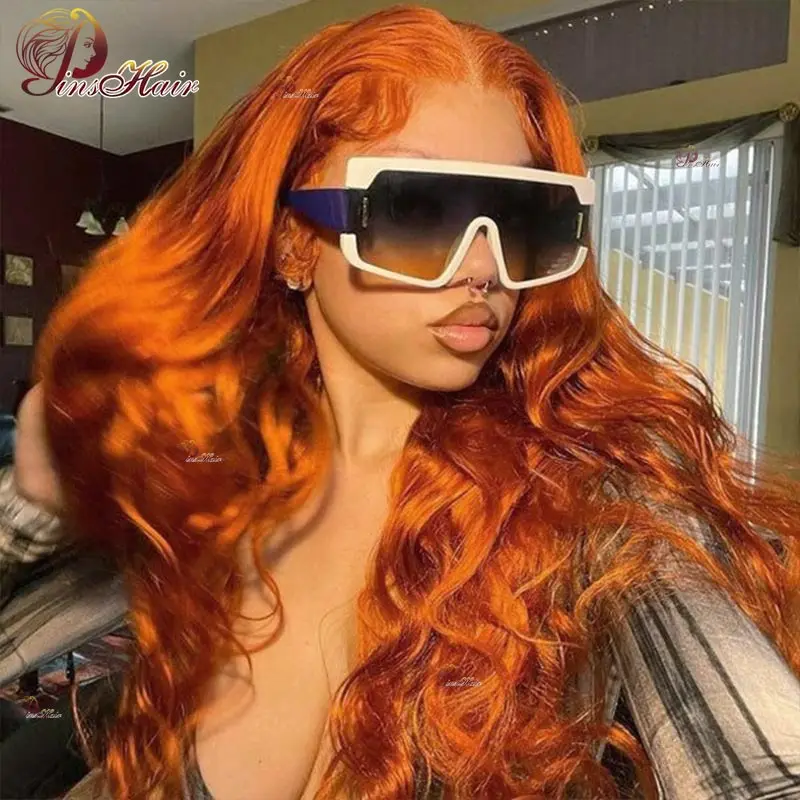 

Ginger Brown Lace Front Human Hair Wigs Pre-Plucked Body Wave Lace Front Wig Orange Colored 13x4 Lace Front Wigs Remy Human Hair