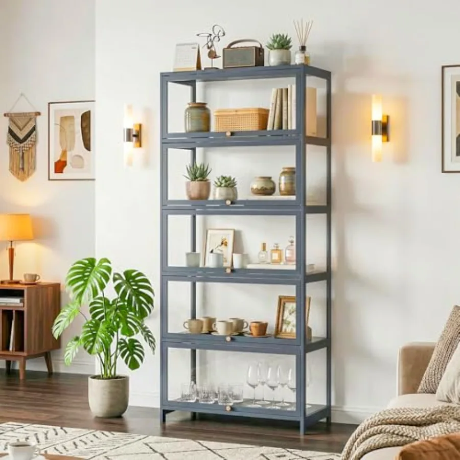 5-Tier Display Cabinet with Acrylic Doors, 68" Tall Curio Cabint view 4