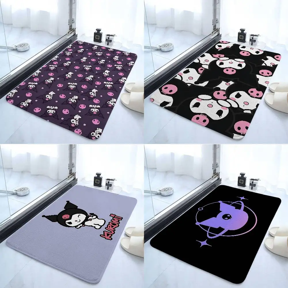 Cute Cartoon-K-Kuromi-S Kawaii Floor Mat Bathroom Absorbent Mat Simple Door Dirt-resistant Mat Home Kitchen Mat Foot Mat Entry