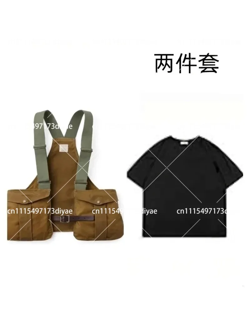 Retro Overalls Camping Pocket Vest Men's Loose Functional Wear Shoulder Vest Jacket