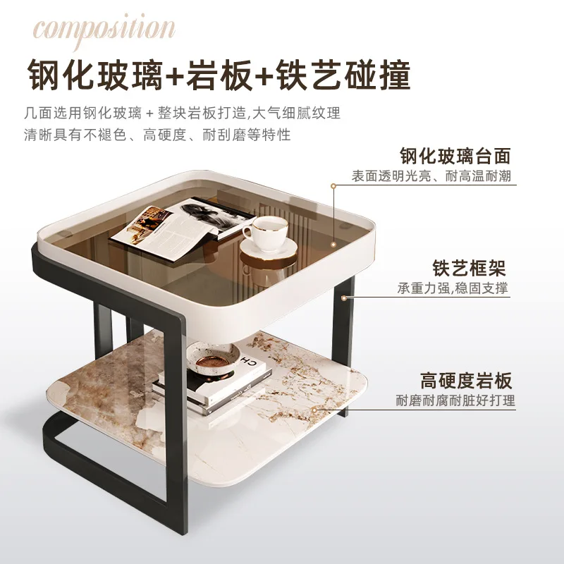 AOLIVIYA Household Coffee Table Sofa Next To A Few High-end Light Luxury Living Room Small Table Balcony Small Square Table