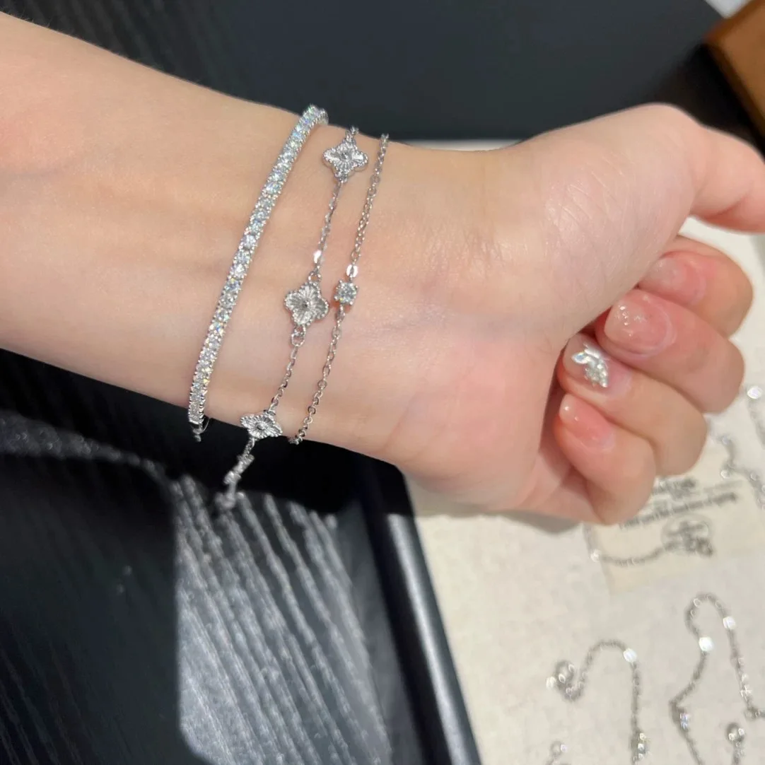 New Trend Hot Sale Famous Brand Top Quality European Luxury Jewelry Bracelets For Women Zircon Bangle Classic Pure 925 Sliver
