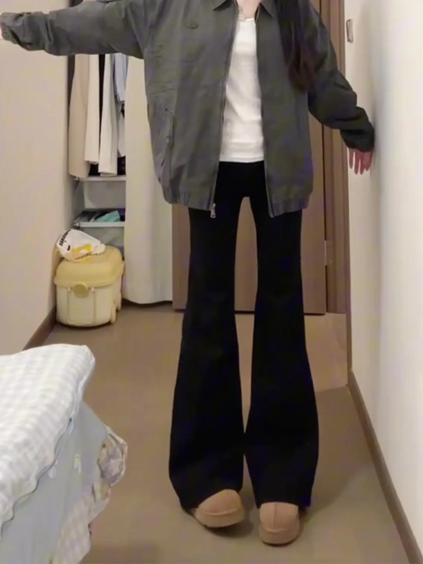 

Американские джинсы прямого кроя, женские, весенние, новые, маленький размер, облегающие, в пол, повседневная одежда