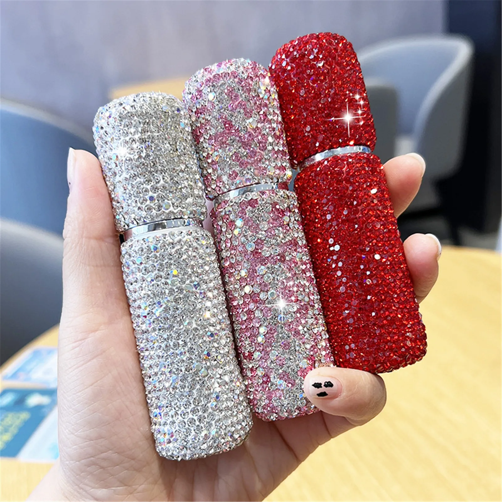 Mini botellas de Perfume recargables de cristal de diamante, bomba de pulverización, envases cosméticos vacíos, viales atomizadores para viaje, 10ml