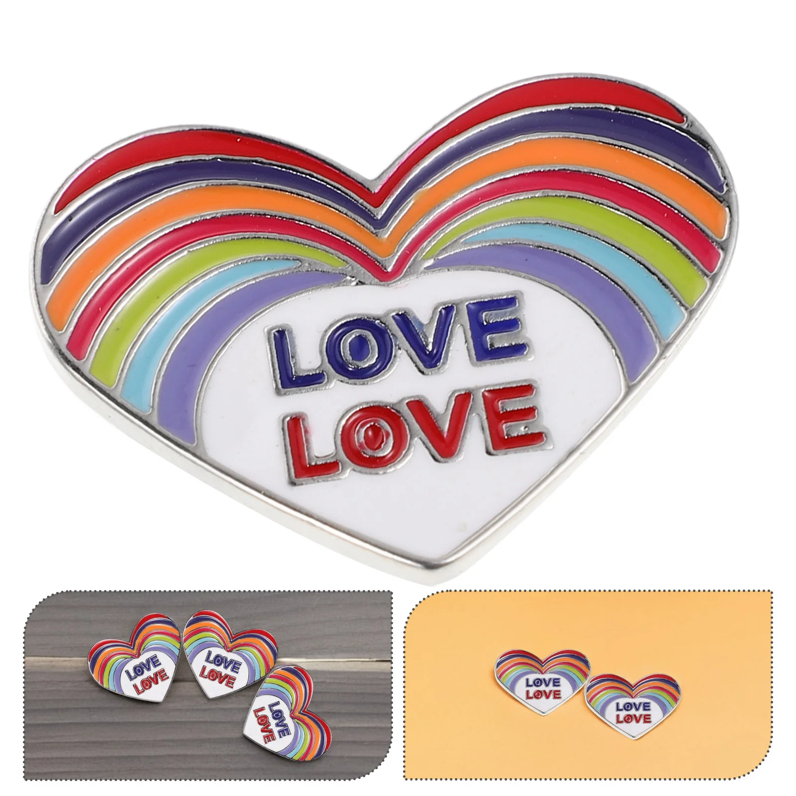 

4Pcs Heart Brooch Rainbow Pride Pins Creative Zinc Alloy Lapel Pins for Jackets Backpacks Clothes Enamel Badge Decoration