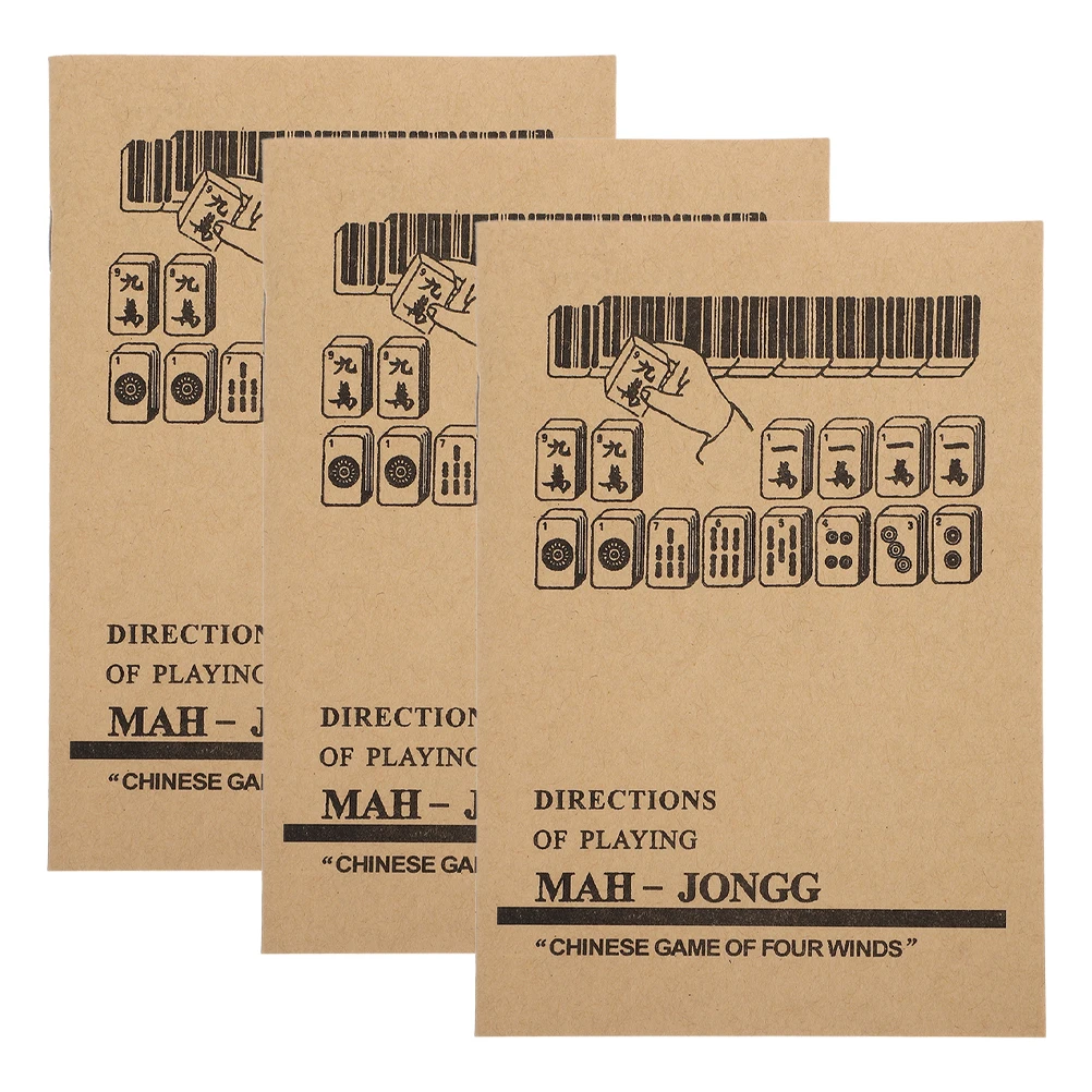 

3pcs Mahjong Accessory Learning Guide Chinese Game Rule Book for Beginners Domino Building Blocks Manual Accessories