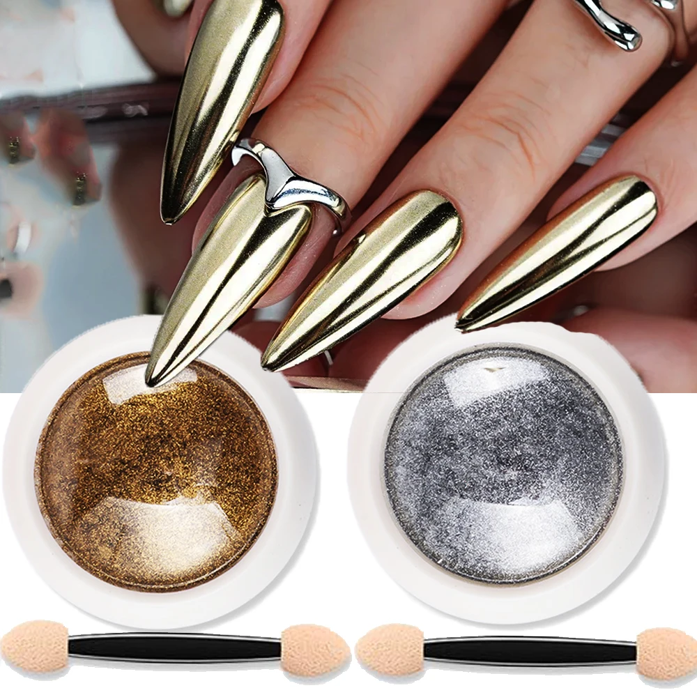 2025#Christmas Gold Silver Mirror Nail Chrome Powder 25-Color HOLO Glazed Metallic Rubbing Powder Super-Bright Manicure Dust