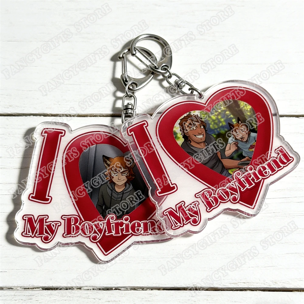 Cute I Love My Boyfriend Chibi Keychain for Accessories Pet Law Strade Lawrence Ren Hana Owo Keyring Jewelry Friends Fans Gifts