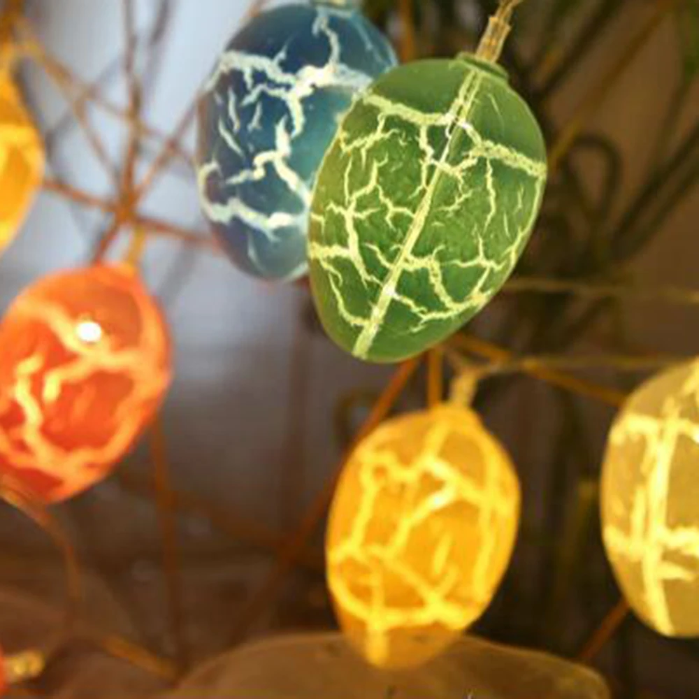 2024 Easter Eggs Light Decoration Batteries USB Multicolor Crack Eggs LED String Lights Home Outdoor Easter Party Decorations