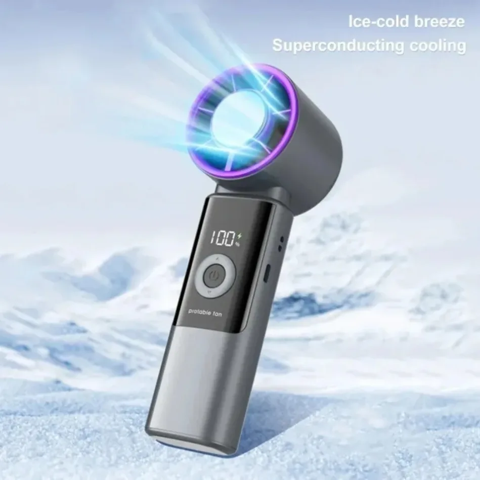 Handheld Fan Foldable 4-Speed Digital Display USB Rechargeable Long Battery Life Portable For Home Office Outdoor Travel