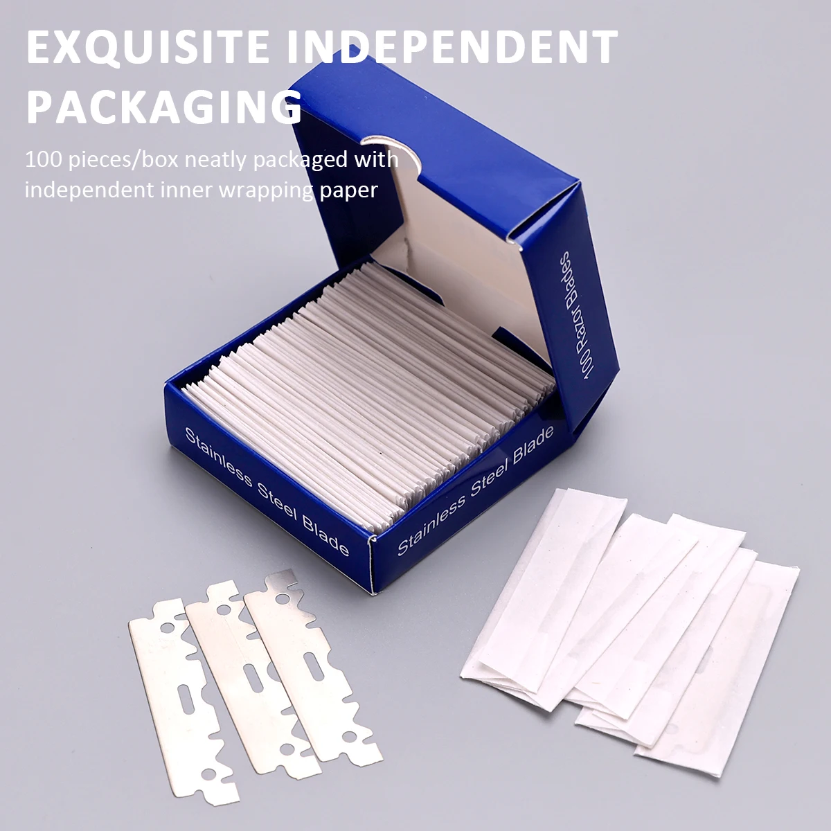 

100PCS Double Edge Safety Razor Blades, Stainless Steel Men's Shaver Replacement Blades, Professional Barber Haircut Tools
