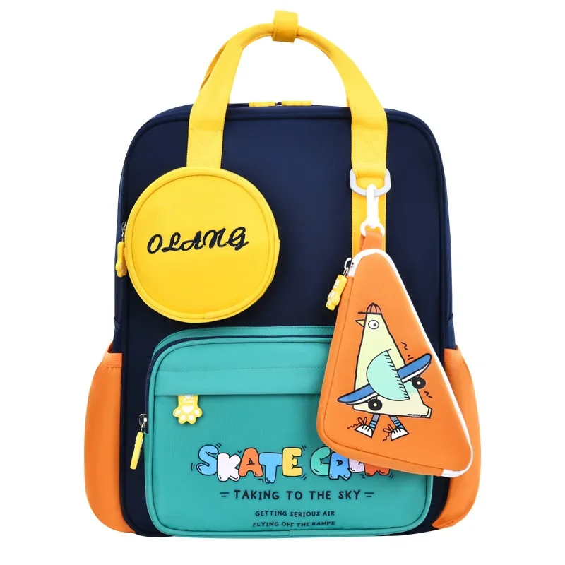 Mochila leve redução de carga da espinha proteção dos desenhos animados, bonito estudante mochila, impermeável infantil, feminino, novo