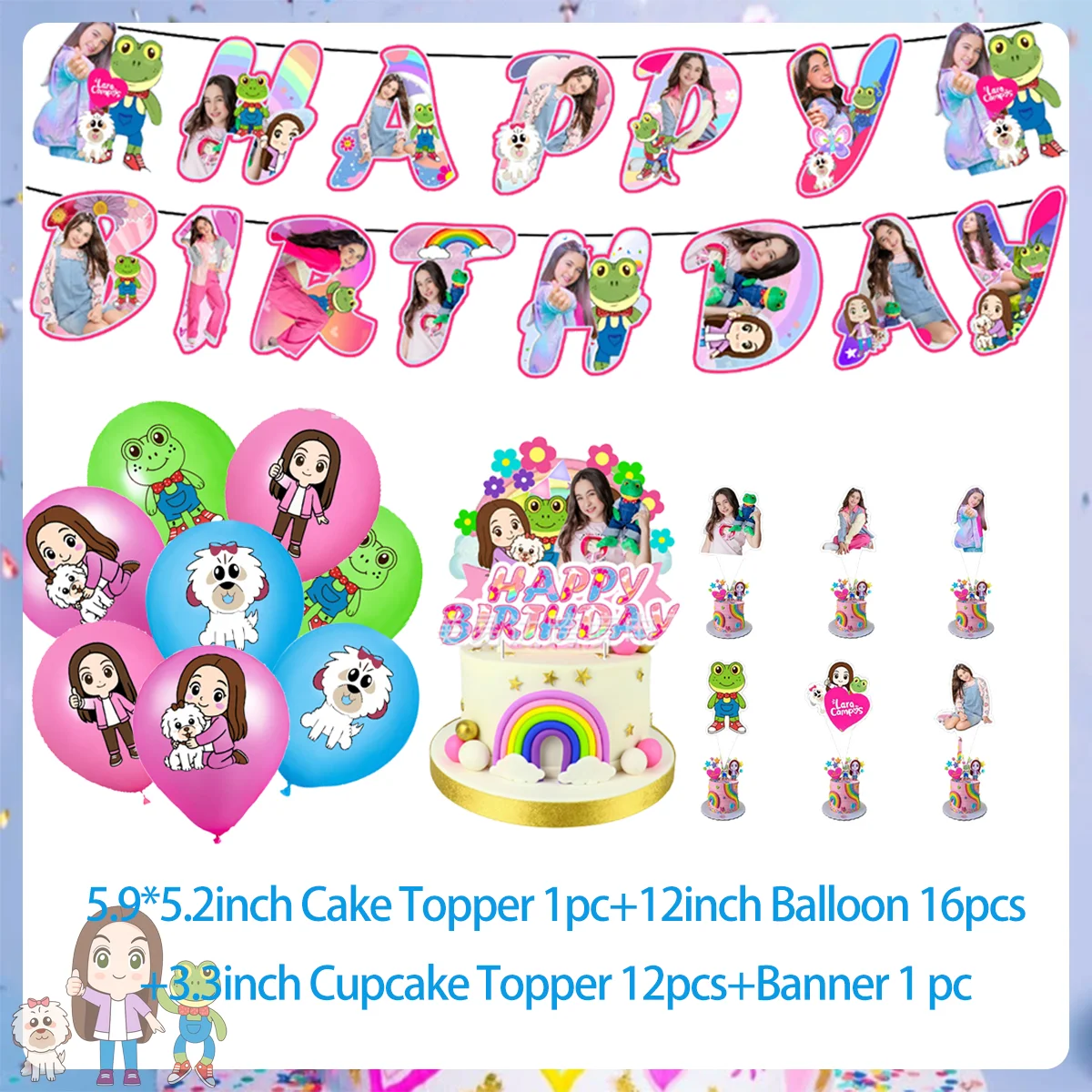 Mexican Ins Star Lara Campos Theme Birthday Party Decoration Balloon Backdrop Cake Topper Girls Photo Props Baby Shower Supplies view 5
