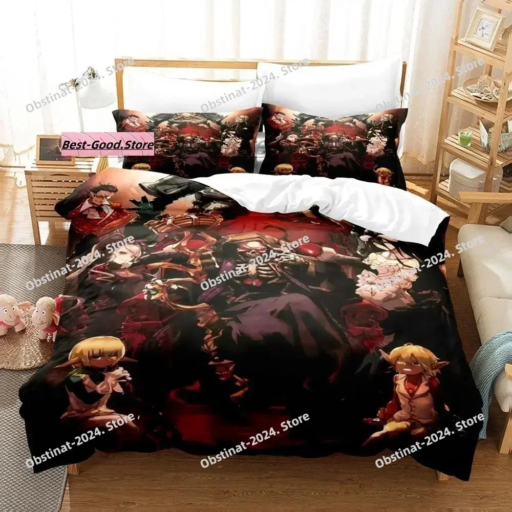 OVERLORD 3D Print Comforter Bedding Set,Duvet Cover Bed Set Quilt Cover Pillowcase,King Queen Size Bedding Set Skeleton Anime