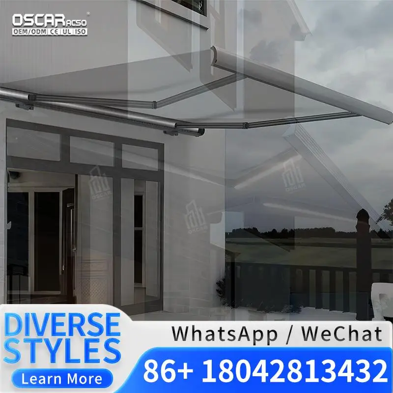 Motorized Retractable Aluminum Awnings for Rain Cover Outdoor Patio Balcony in US EU Retractable Awning