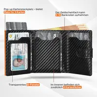 Cartera con bloqueo RFID para hombre, delgada, de cuero, con bolsillo para monedas, tarjetero, minimalista, antirrobo.