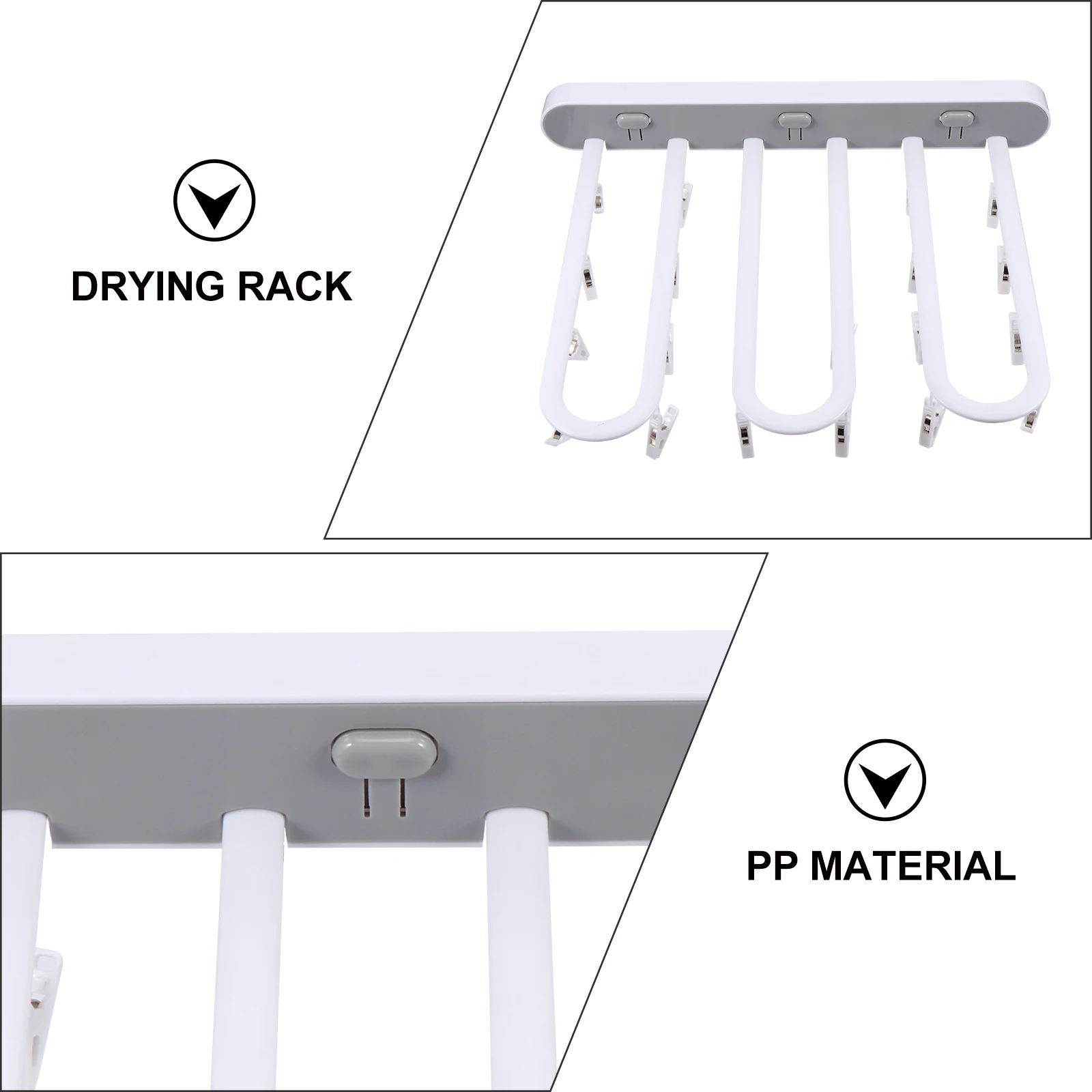 

Foldable Wall Mounted Clothes Hanger Multifunctional Socks Rack Grey Drying Holder Collapsible Windproof Clips Underwear Storage