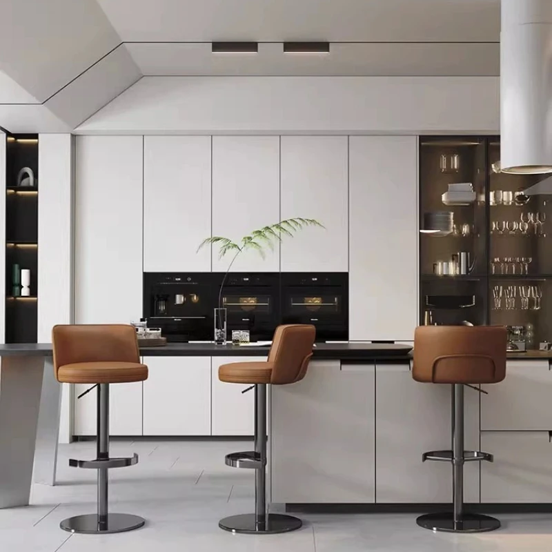 

Modern simple stainless steel Household high chair Lifting rotating bar chair Bar front desk