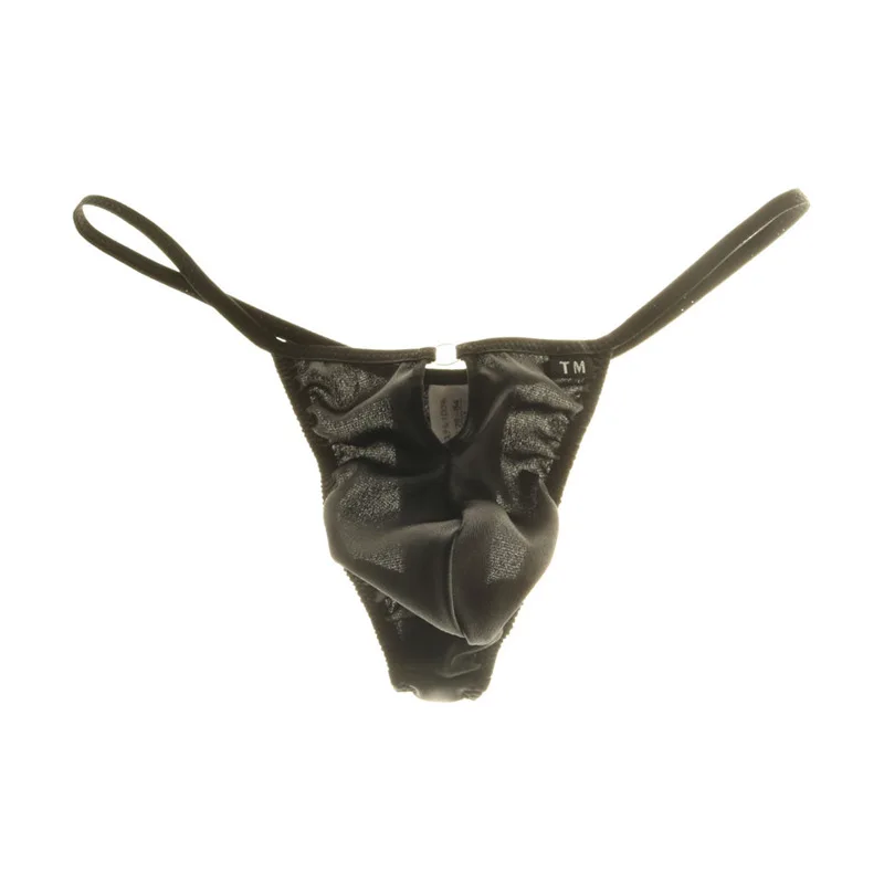 

Men's Shiny Ice Silk Thong Low Rise Big U Pouch High Elastic Breathable Solid Color T-back Underwear