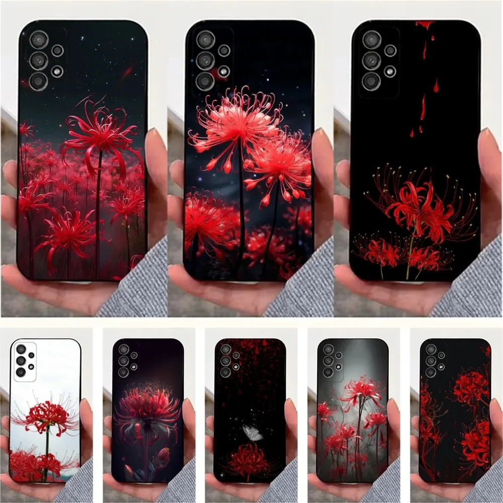 

Red Spider lily Phone Case For Samsung S25,S24,S23,S22,S20,S21,S10,Ultra,Plus,Lite,FE,Soft Silicone Black Cover