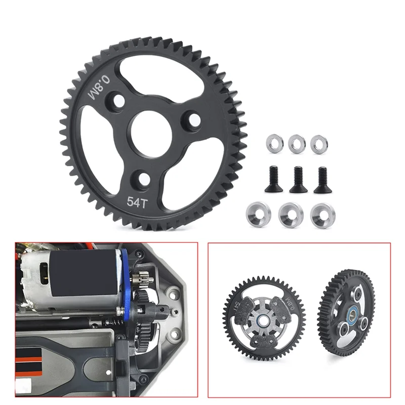 Steel Metal Gear 32P(0.8M) 54T Motor Pinion Gears for 1/10 Traxxas Summit,Revo,E-Revo,Slash RC Buggy Truck Upgrade Parts