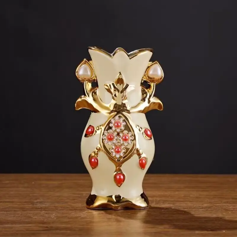 American ceramic vase decoration, living room flower arrangement, European dining table, dry vase, Bogu rack, home wine cabinet