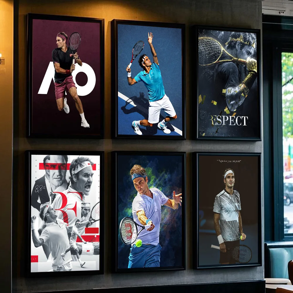 Tennis R-Roger F-Federer Poster HD art sticky wall waterproof home living room bedroom bar aesthetic decoration