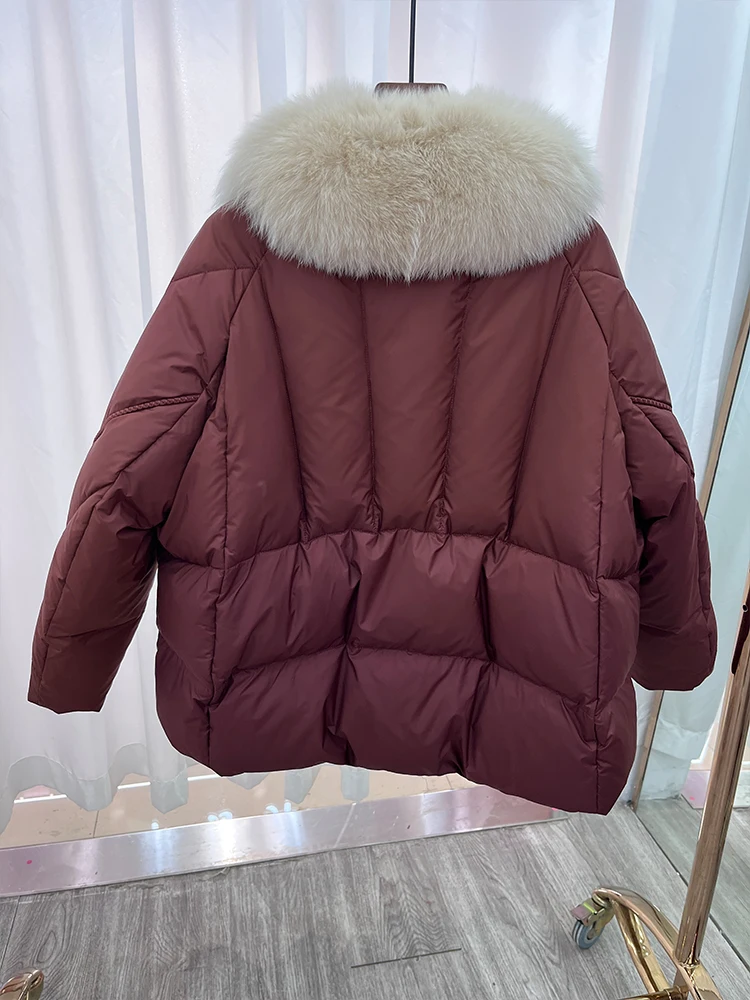 2024 Winter New Women Natural Fox Fur Coat Goose Down Jacket Parkas Luxury Puffer Jackets Fashion Clothing Free Shipping