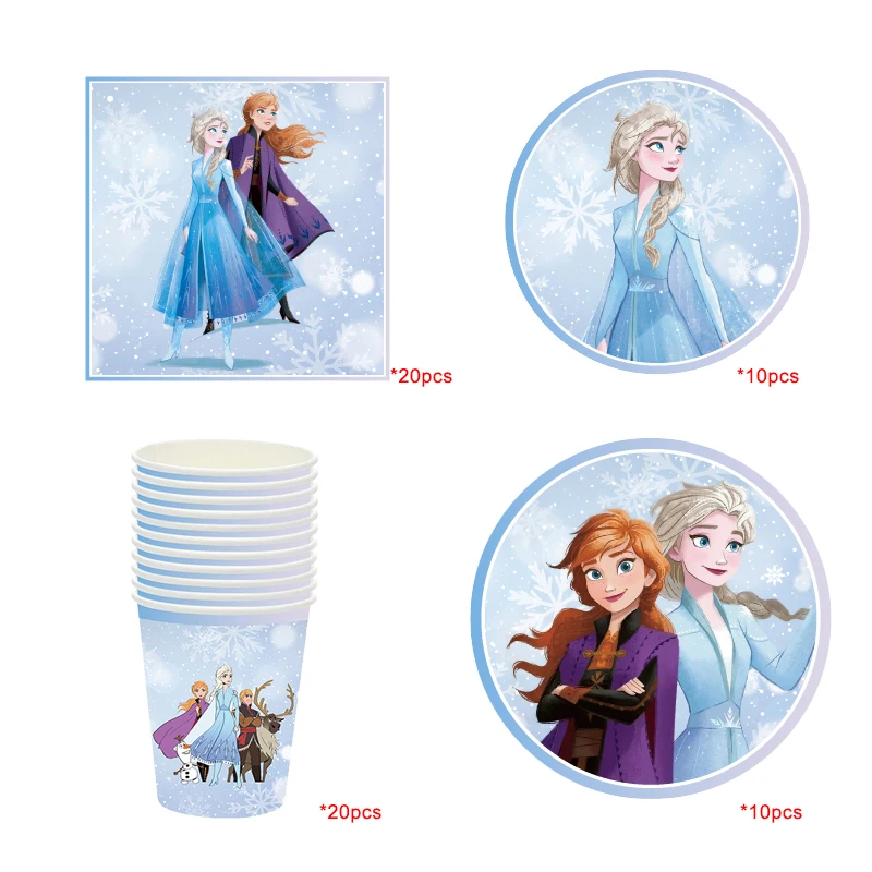 Disney Frozen Happy Birthday Party Paper Disposable Tableware Series for 20 Guest Baby Shower Girl Favor Party Decoration