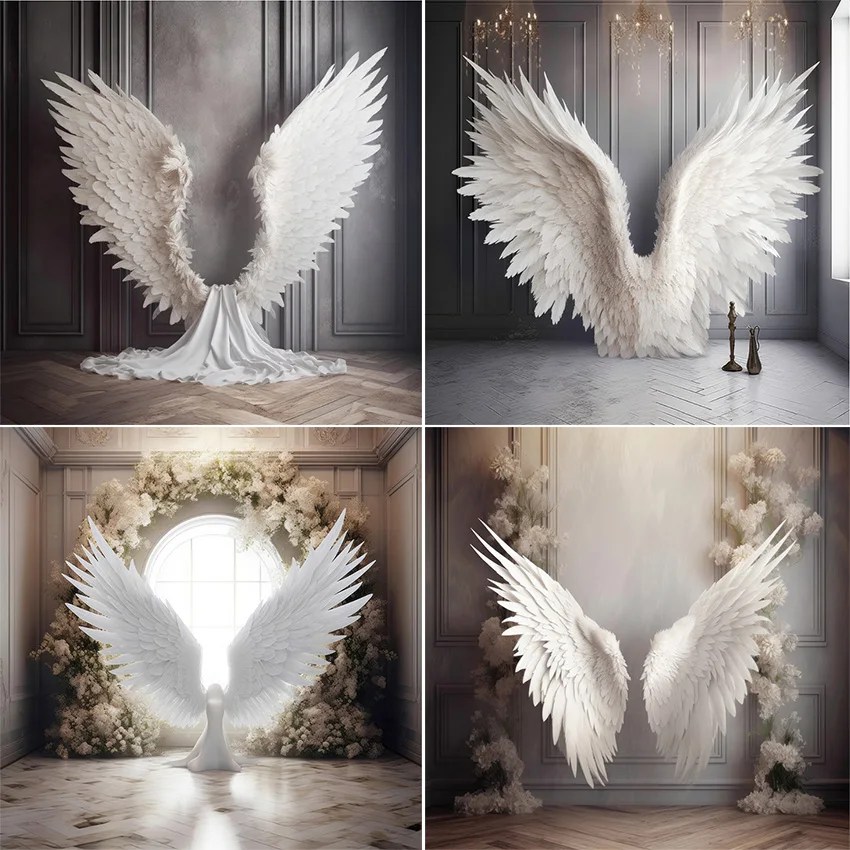 Mehofond-Fondo de fotografía con alas de Ángel blancas para adultos, decoración de retrato de maternidad, estudio fotográfico, elegante, cumpleaños, boda