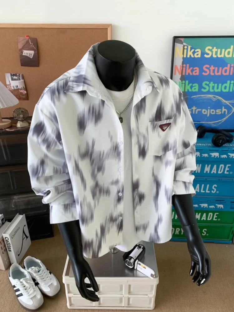 

Новый китайский Sle, мужской окрашенный irt, повседневный воротник, свободный крой, осенний модный брендовый открытый кардиган, длинная верхняя одежда све, топ