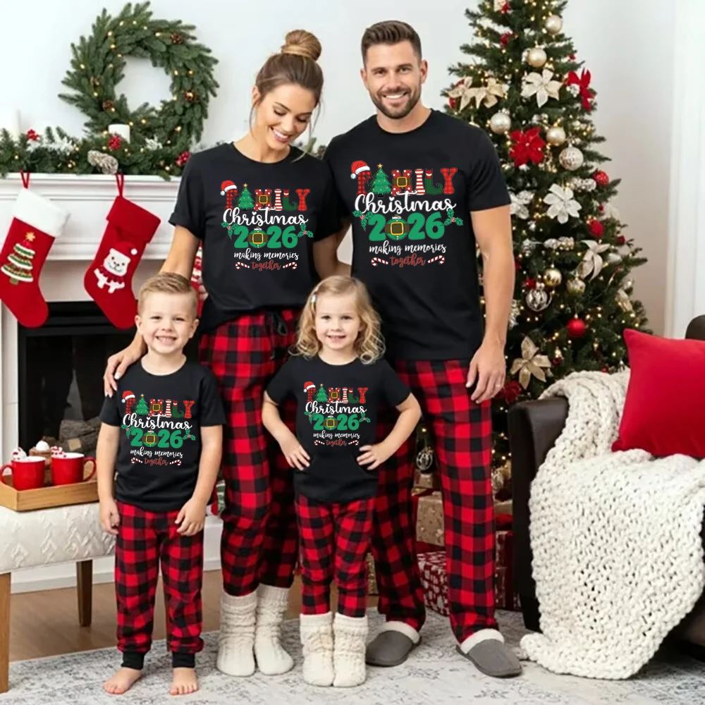 Family Christmas 2026 Making Memories Together Family Outfits Dad Mom and Daughter Son Tshirt Baby Romper Xmas Family Look Tops