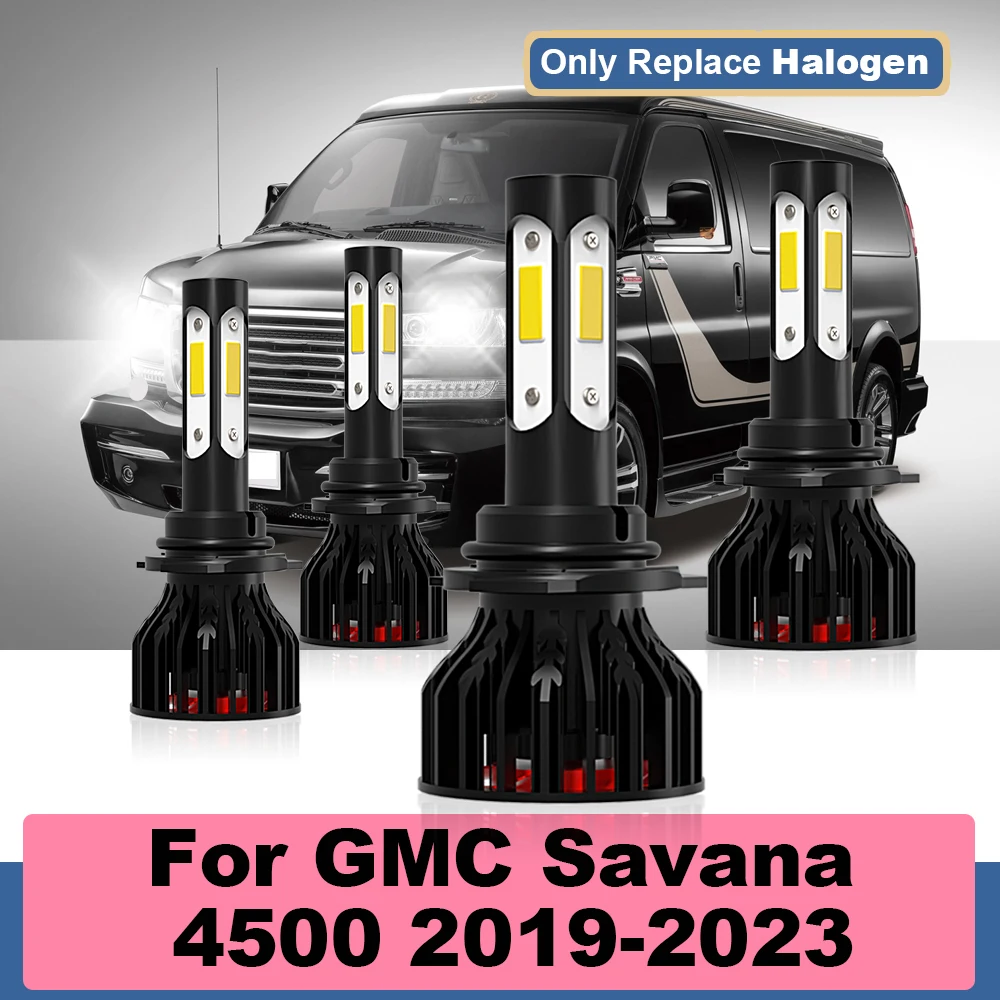 LED Headlights High Low Beam Turbo Lamp 6000K 360 COB Four-sides Luces For GMC Savana 4500 Vehicle Cars 2019 2020 2021 2022 2023