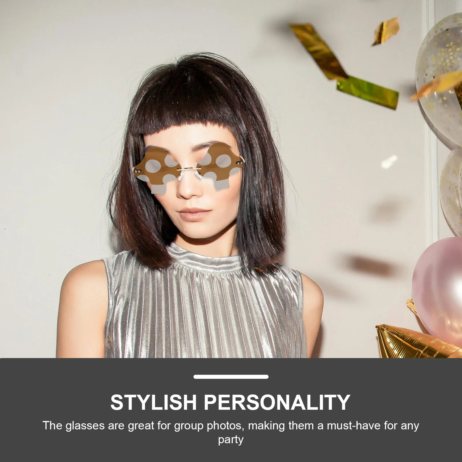 2 قطعة نظارات شمسية على شكل فطر تصميم فريد من نوعه بدون إطار طراز عتيق 60S ظلال خفيفة الوزن واقية من الأشعة فوق البنفسجية للسفر