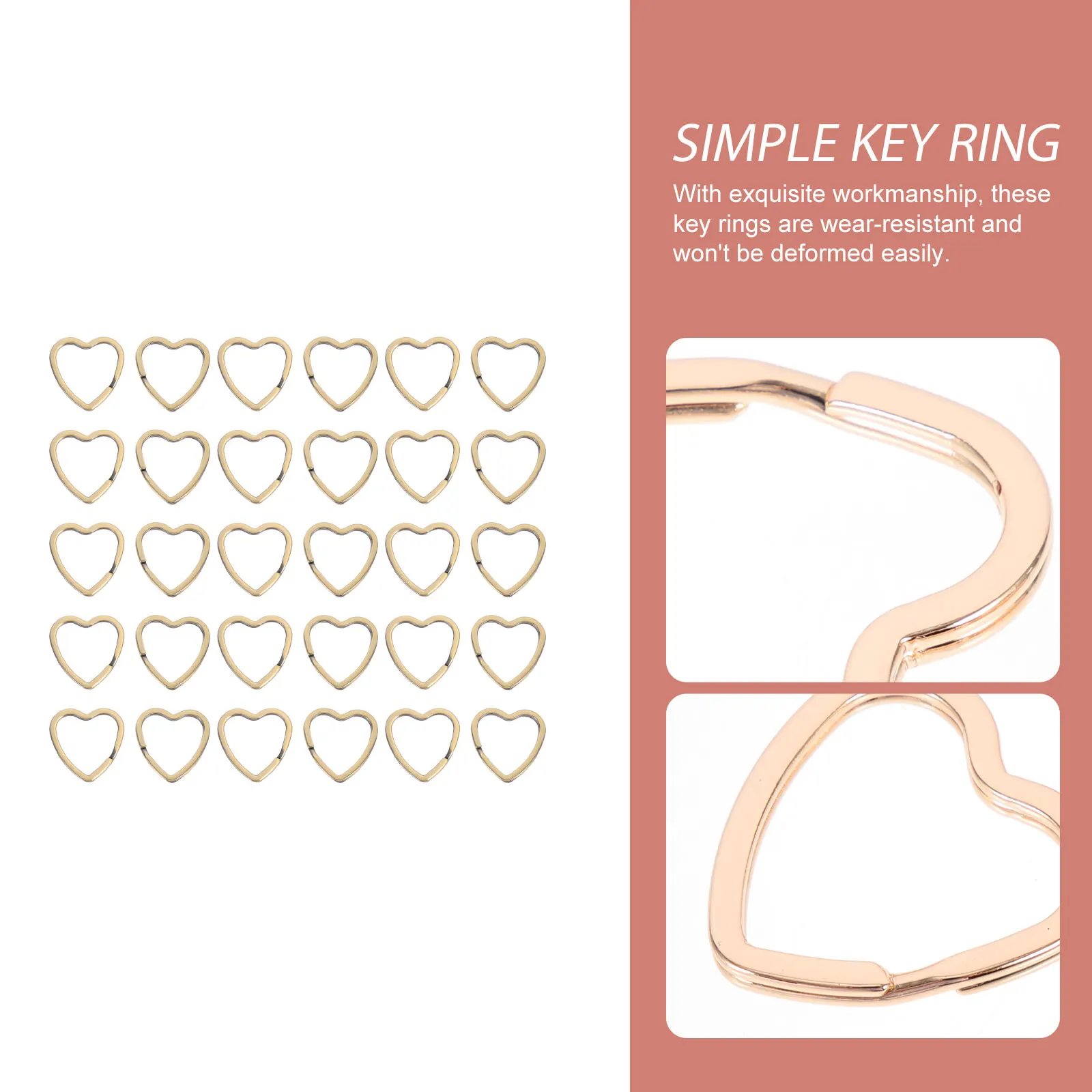 

30 Pcs Heart Key Ring Shape Keychain Keychains Women's Keyrings & Iron Cute Man Kit