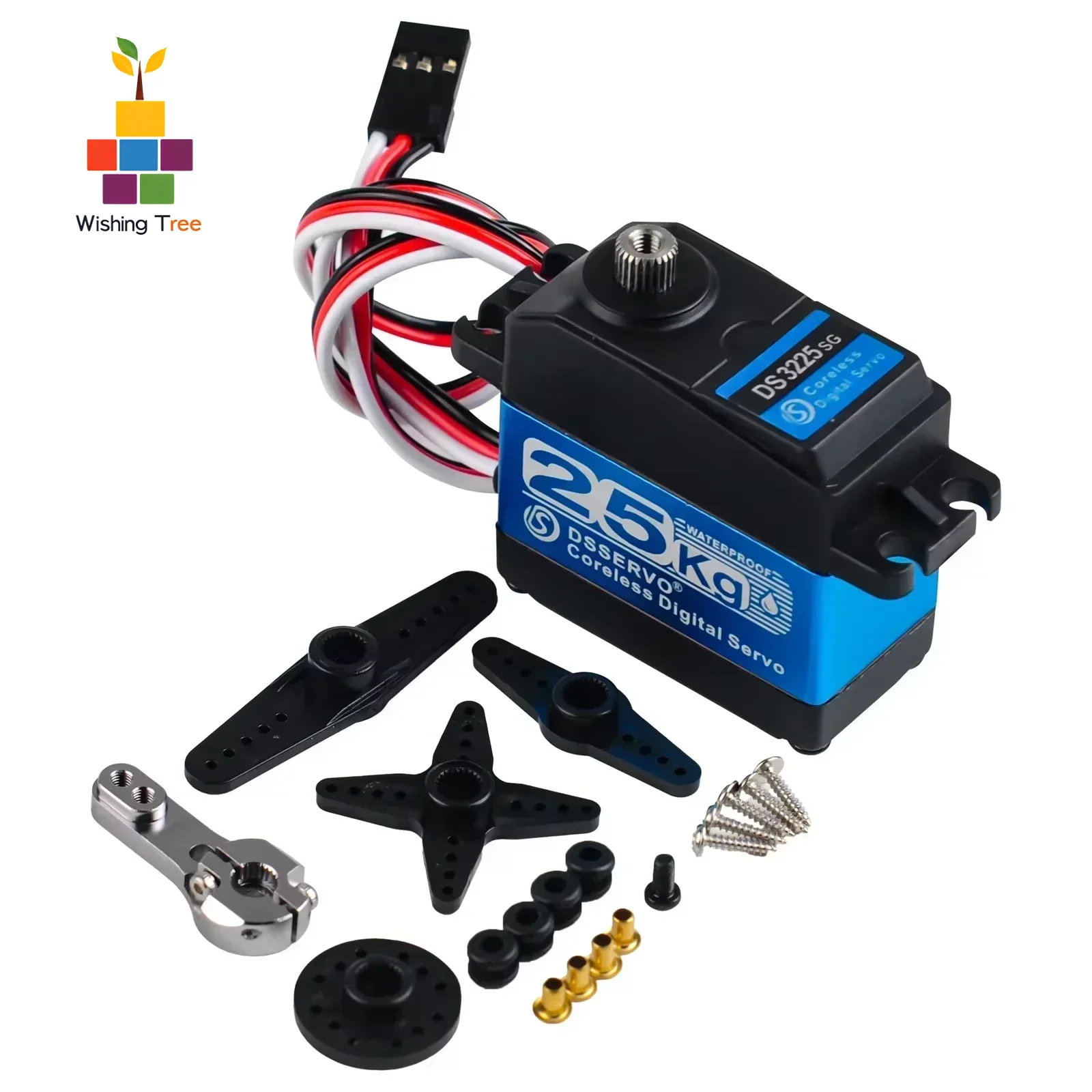 

DS3225 25KG High Torque Waterproof Digital Servo Motor 7.4V 25T Arm IP67 180/270° for 1/8 1/10 Scale RC Cars