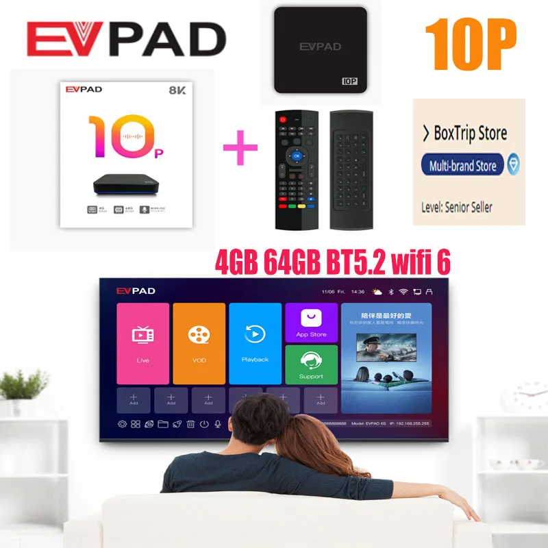 [Genuine] Evpad 10p 2024 4gb 8k pro international tv box 64gb hot sell in Europe korea japan usa canada thailand malaysia hk tw