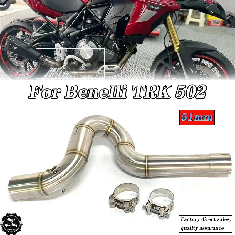 

Motorcycle Exhaust Decat Pipe and Middle Link Pipe For Benelli TRK 502 2016 2017 2018 51mm Moto Bike Escape Moto Middle Pipe