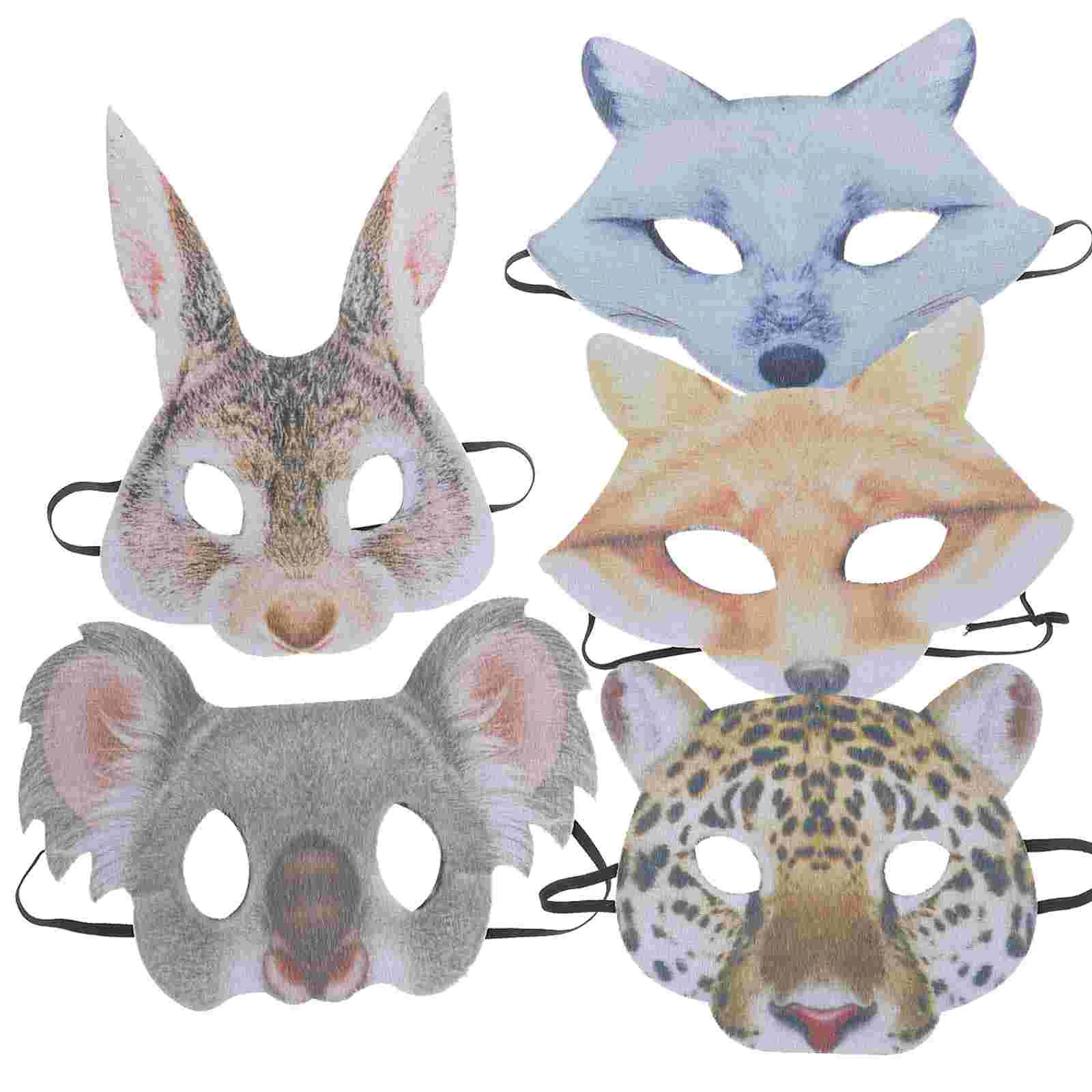 5 Pcs Animal Mask Party Prop Carnival Fox Digital Women Masquerade Plastic Halloween Masks Animals Women\'s Man