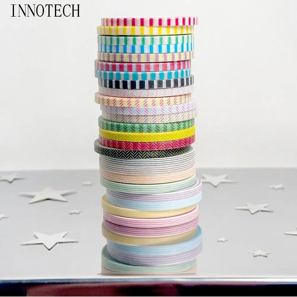 

8 Rolls Paper Artwork Decorative Tapes DIY 8 Rolls Sticker Roll Decorative 3MM Wide Stationery Stickers School Stationary