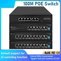 48V POE Switch 6/10 Port 10/100Mbps Smart Switch for IP Camera / Wireless AP /CCTV Camera 1.2Gbps Full-duplex IEEE802.3 AF/AT