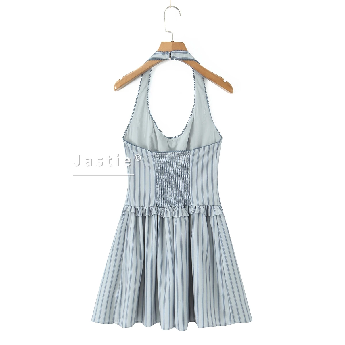 Mini robe rayée à col licou, corsage smocké avec nœud, dos ouvert, à volants, Sexy, Chic, vacances d'été, style Boho, robe de plage, 2026