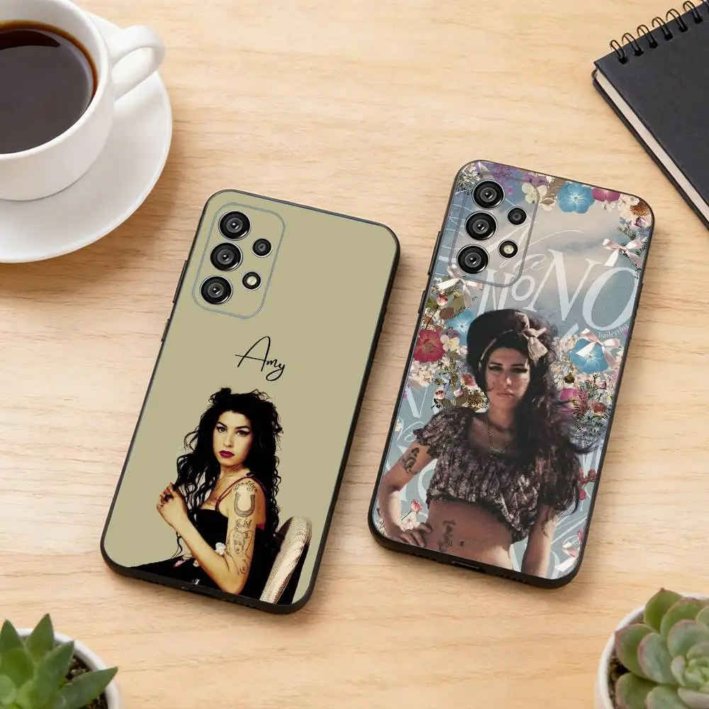 Y2K A-Amy W-Winehouse Phone Case For Samsung S25,S24,S21,S22,S23,S30,Ultra,S20,Plus,Fe,Lite,Note,10,Black Cover