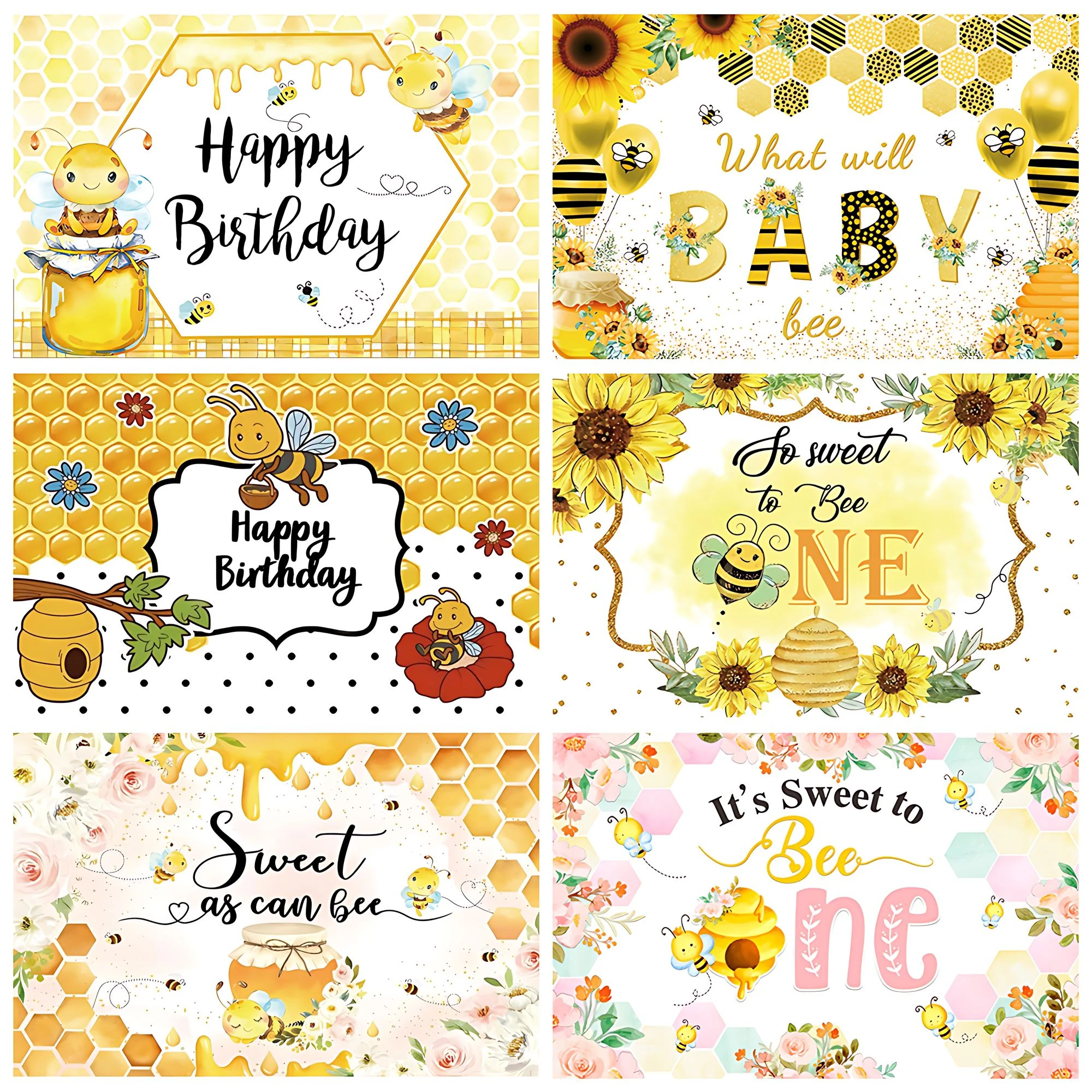 

Cute Little Bee Baby Birthday Party Background Decoration Supplies Banner Sunflowers Sweet Newborn Baby Shower Photo Shoot Props