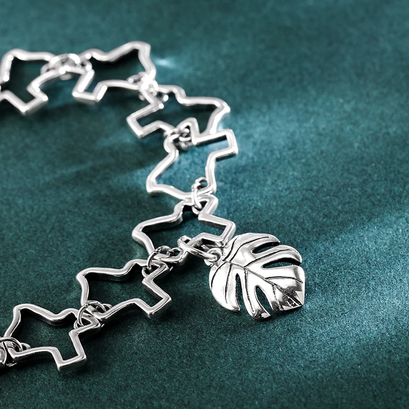 Genuine 925 sterling silver Texas Charm Bracelet paired with Penglai banana leaves pendant