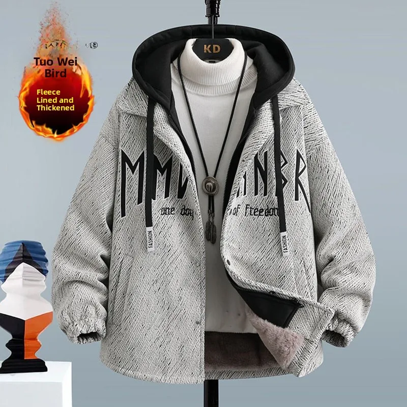 

Warmth Thiened Hooded Cotton Jaet for Teenage Boys TUCANO Brand Casual Sle Zipper Closure Side ket Design