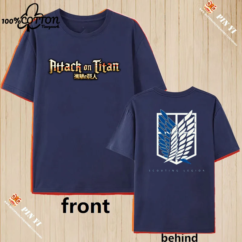 

Классическая уличная мода, футболка с принтом «Атака Титанов», топ для мужчин и женщин, летняя, 100% хлопок, свободный крой, с круглым вырезом, с короткими рукавами, уличная одежда