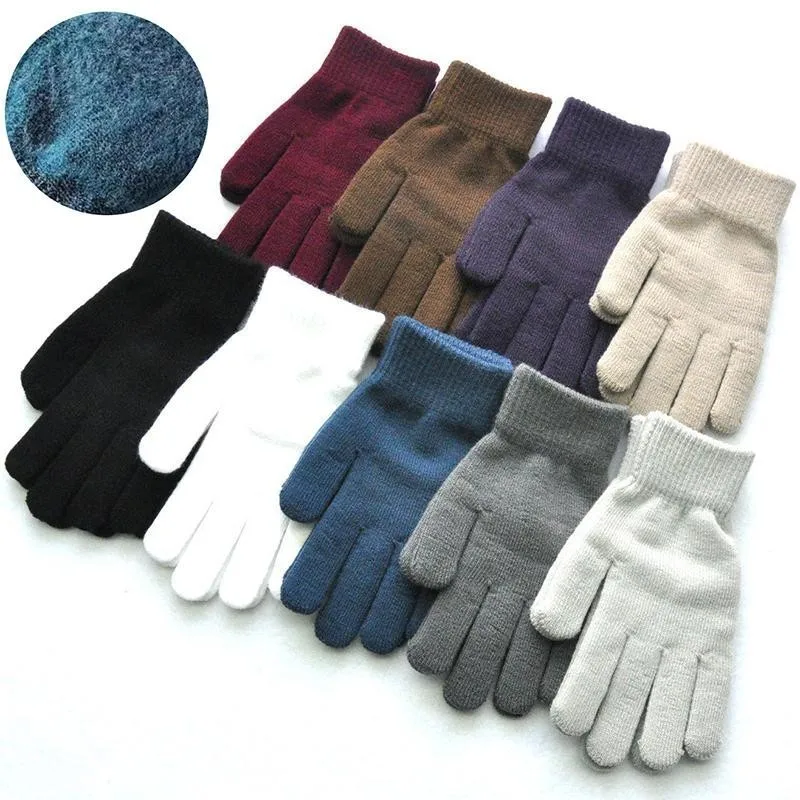 Full Fingered Gloves Winter Warm Thermal Wrist Warmer Glove Solid Knitted Gloves Warm Split