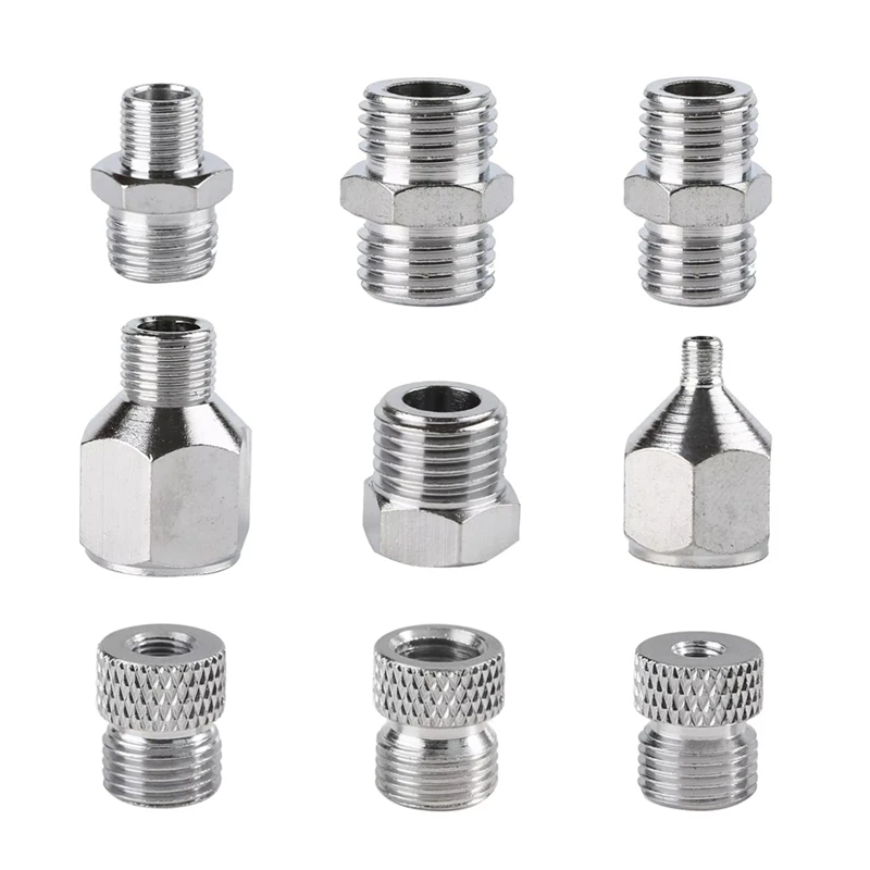 B-Est 9PCS/Set Airbrush Adaptor Fitting Accessories Replacement Kit Coupling Connector Tool For Compressor And Air Brush Hose